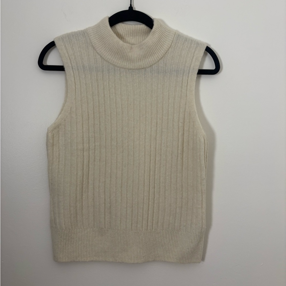 Rachel Zoe Sleeveless Turtleneck Sweater Women’s S Cream